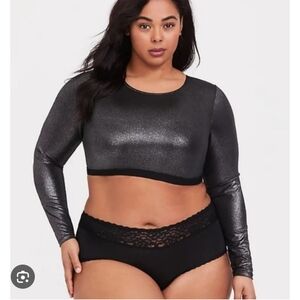 Torrid Curve Metallic Long Sleeve Crop Top